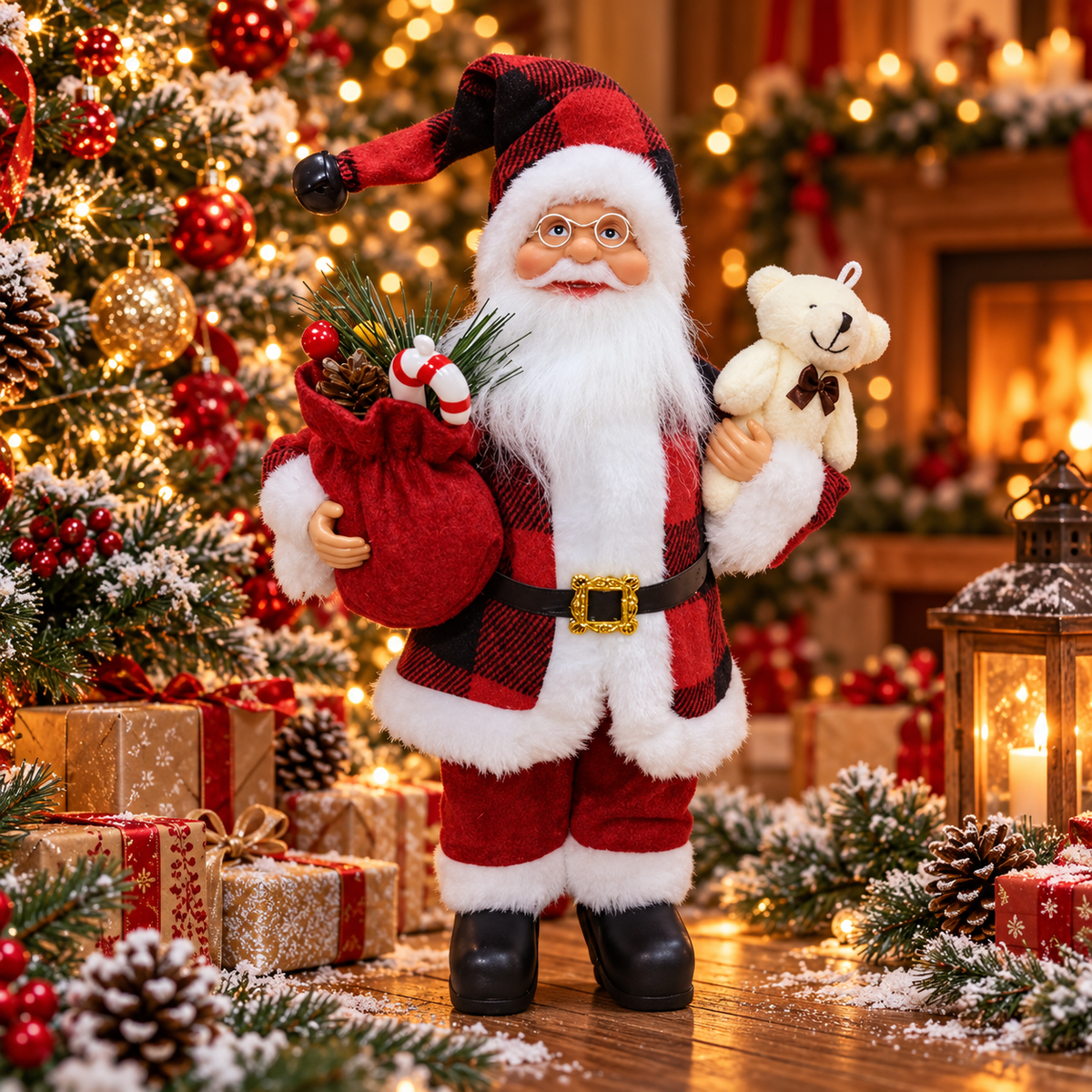 Elegant Santa Claus – Premium Christmas Figurine with Lantern and Gift Sack ✨🎅