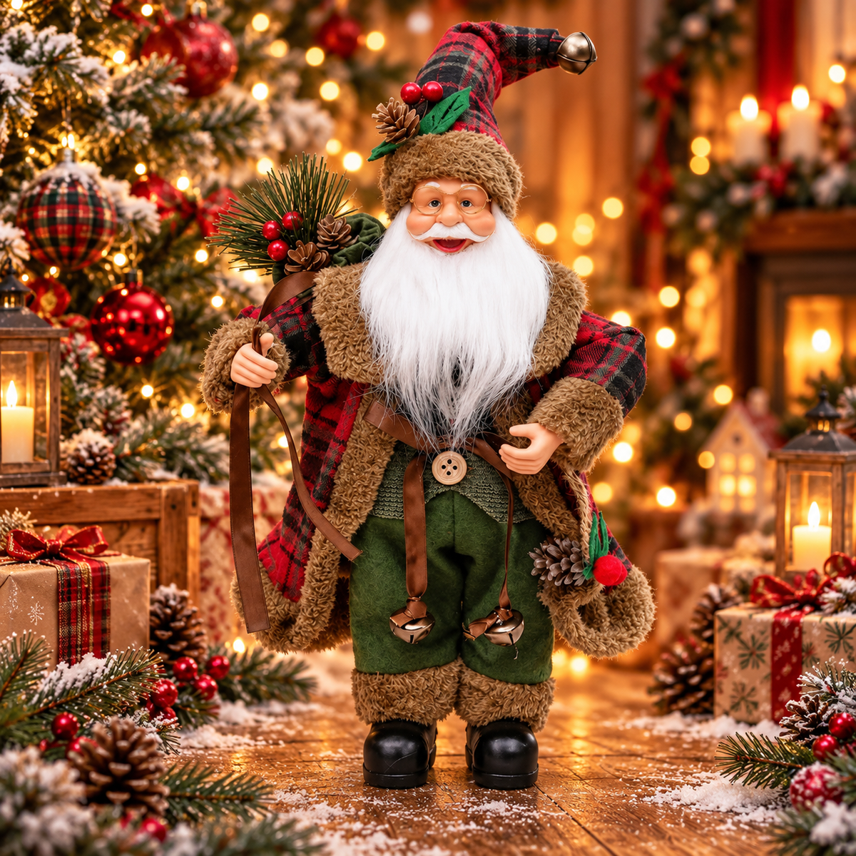 Elegant Santa Claus – Premium Christmas Figurine with Lantern and Gift Sack ✨🎅