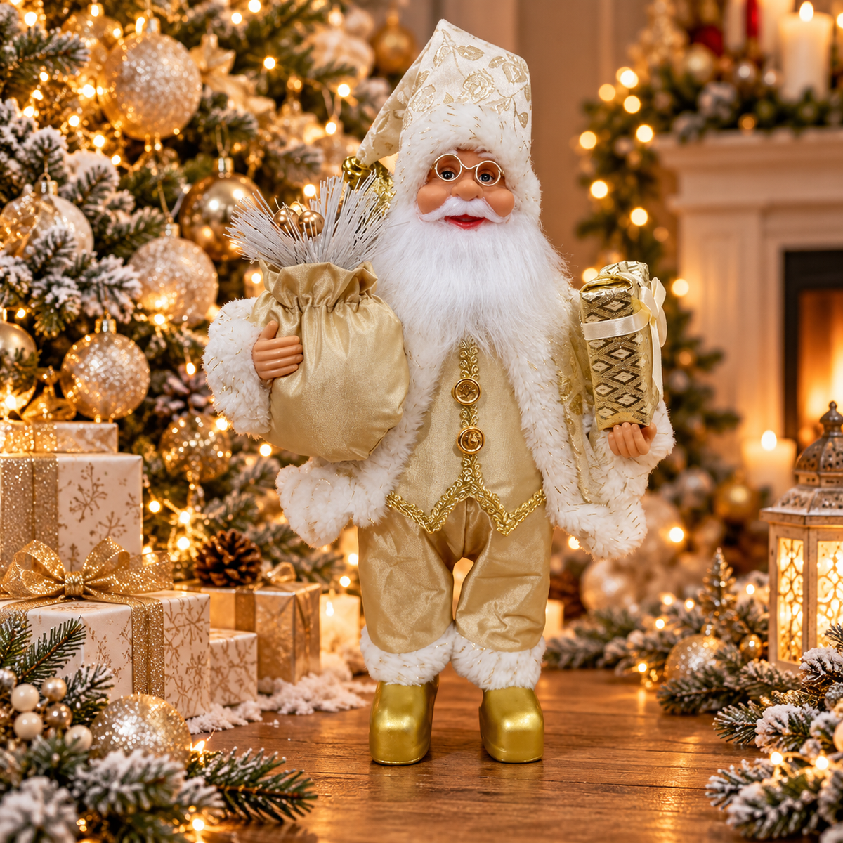 Elegant Santa Claus – Premium Christmas Figurine with Lantern and Gift Sack ✨🎅