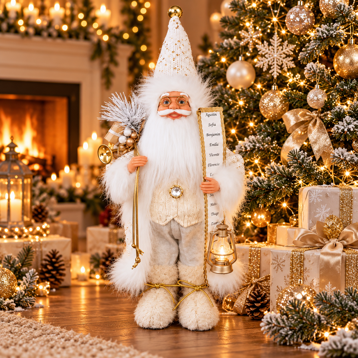 Elegant Santa Claus – Premium Christmas Figurine with Lantern and Gift Sack ✨🎅