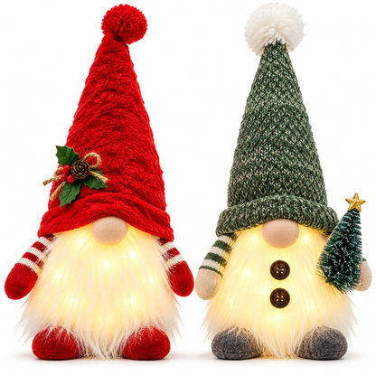 Set of 2 Glowing Christmas Gnomes 50cm – LED Scandinavian Holiday Decorations