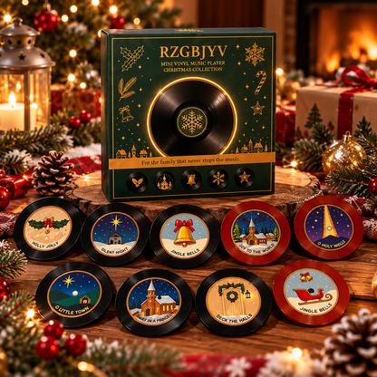 🎄✨ Christmas Magic Mini Vinyl Music Player – 9 Festive Tunes! 🎶🎁