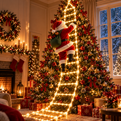 Giant Christmas Santa Ladder Lights – Magical LED Tree Decoration