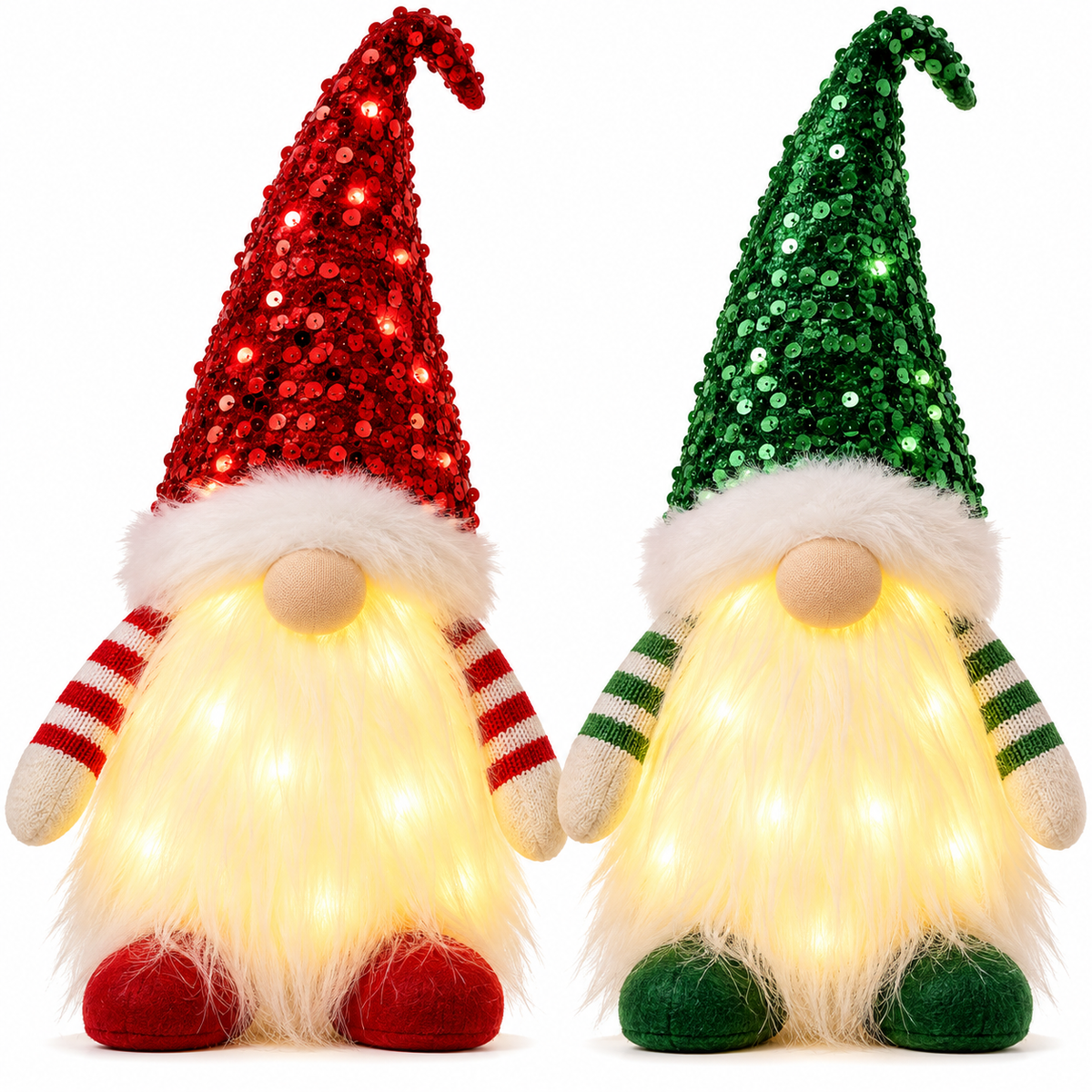 Set of 2 Glowing Christmas Gnomes 50cm – LED Scandinavian Holiday Decorations