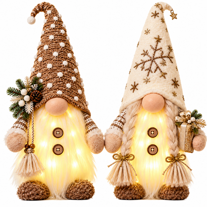 Set of 2 Glowing Christmas Gnomes 50cm – LED Scandinavian Holiday Decorations